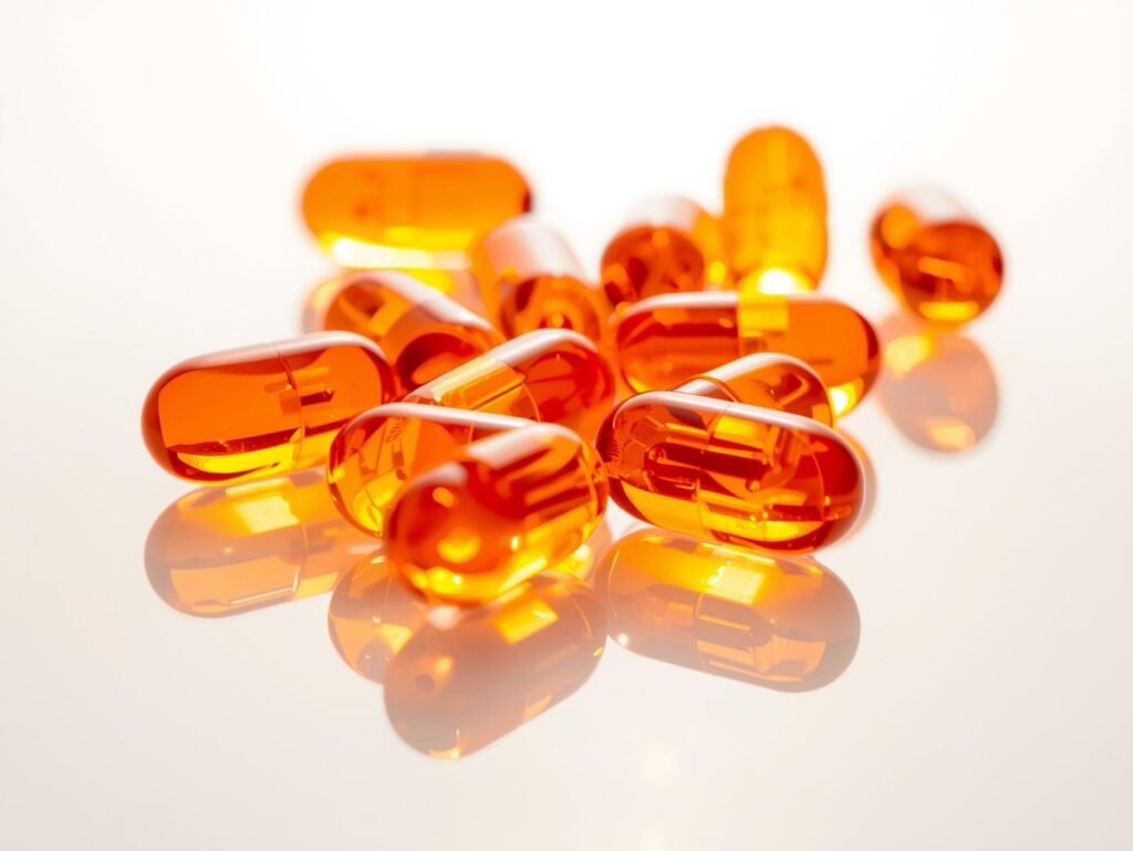 CoQ10 capsules symbolizing cell energy and vitality.