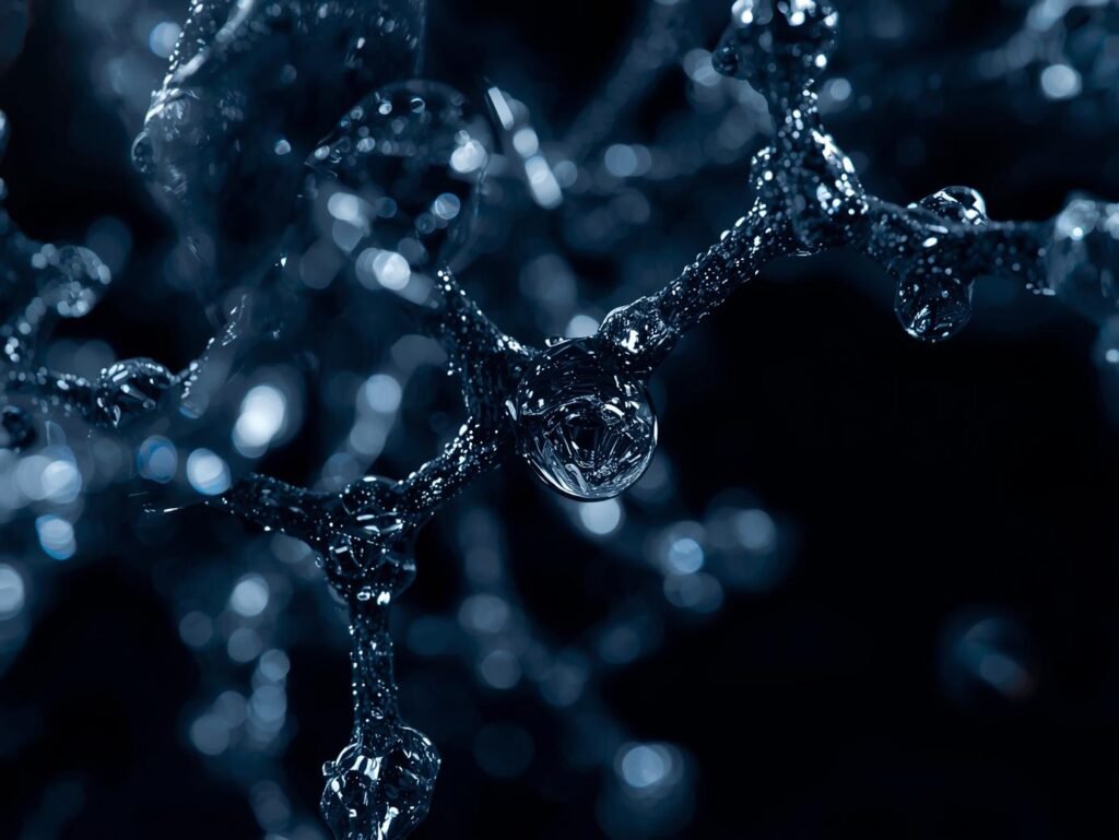 Dark luxury-style image of peptide network symbolizing advanced wrinkle serum.